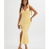 Kamila Tie Strap Micro Button Longline Midi Dress - Endless - UAE Rental and Resale for Women's Fashion