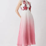 Tall Rose Guipure Lace Woven Pleat Skirt Midi Dress — Karen Millen | Endless UAE
