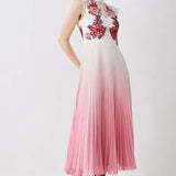 Tall Rose Guipure Lace Woven Pleat Skirt Midi Dress — Karen Millen | Endless UAE