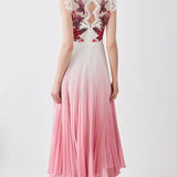 Tall Rose Guipure Lace Woven Pleat Skirt Midi Dress — Karen Millen | Endless UAE