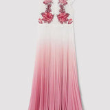 Tall Rose Guipure Lace Woven Pleat Skirt Midi Dress — Karen Millen | Endless UAE