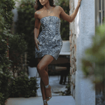 Karoline Velour Sequin Dress - Endless - UAE Rental and Resale for Women's Fashion