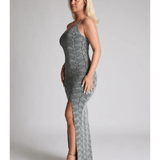 Katya Silver Glitter Maxi Dress - Endless - UAE Rental and Resale for Women's Fashion