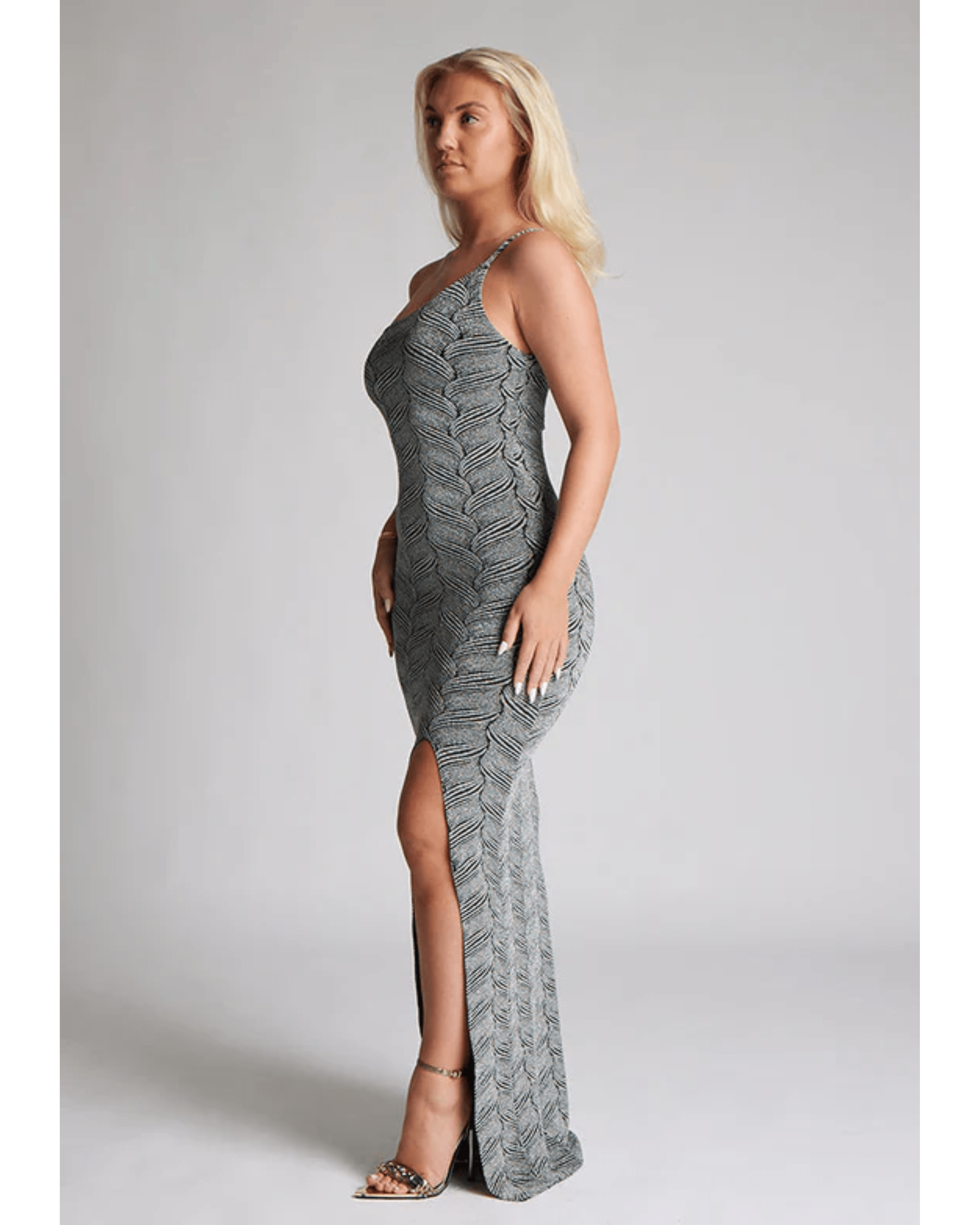 Katya Silver Glitter Maxi Dress - Endless - UAE Rental and Resale for Women's Fashion