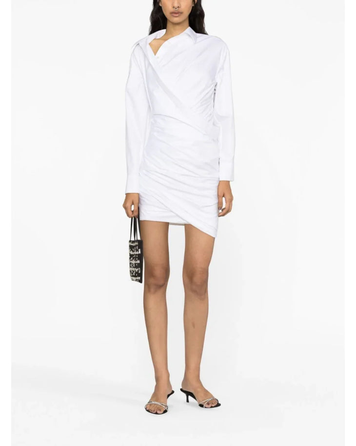 White asymmetric cotton shirtdress with long sleeves — Alexander Wang | Endless UAE