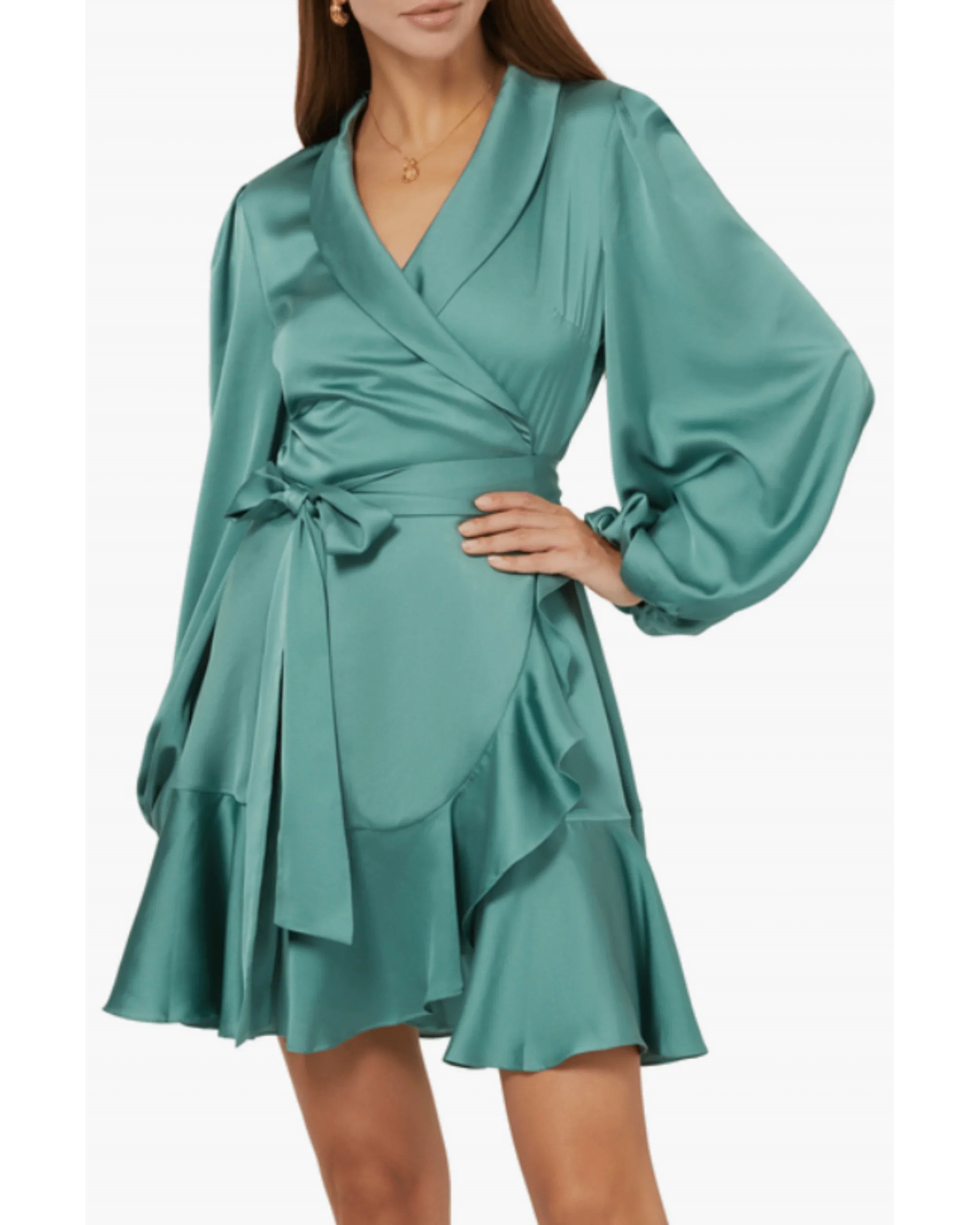 Kennedy Long Sleeve Wrap Mini Dress - Endless - UAE Rental and Resale for Women's Fashion