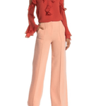 Wide leg tailored pants in blush pink with front pintuck seams and side pockets — Diane Von Furstenberg | Endless UAE