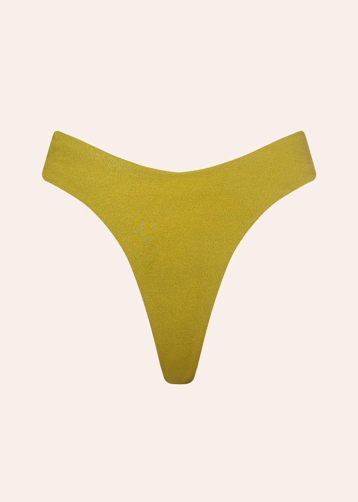 Olive green reversible bikini bottom with high-cut leg design and minimal coverage — Dvete | Endless UAE