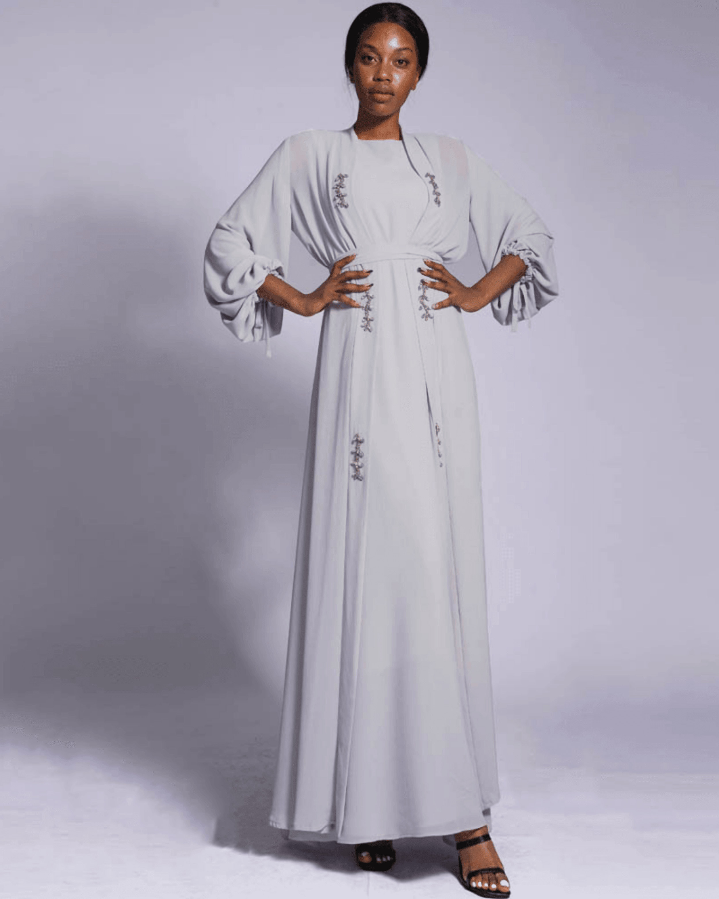 Kimono Open Abaya Chiffon Maxi Dress - Endless - UAE Rental and Resale for Women's Fashion