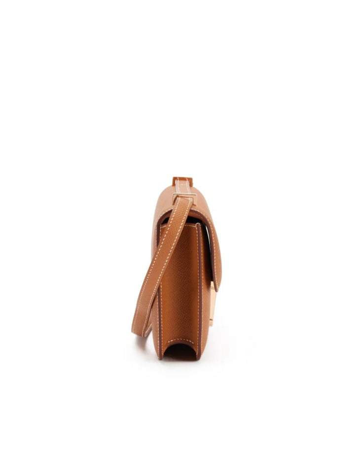 Brown leather Constance Elan crossbody bag with flap closure and adjustable strap — Hermes | Endless UAE