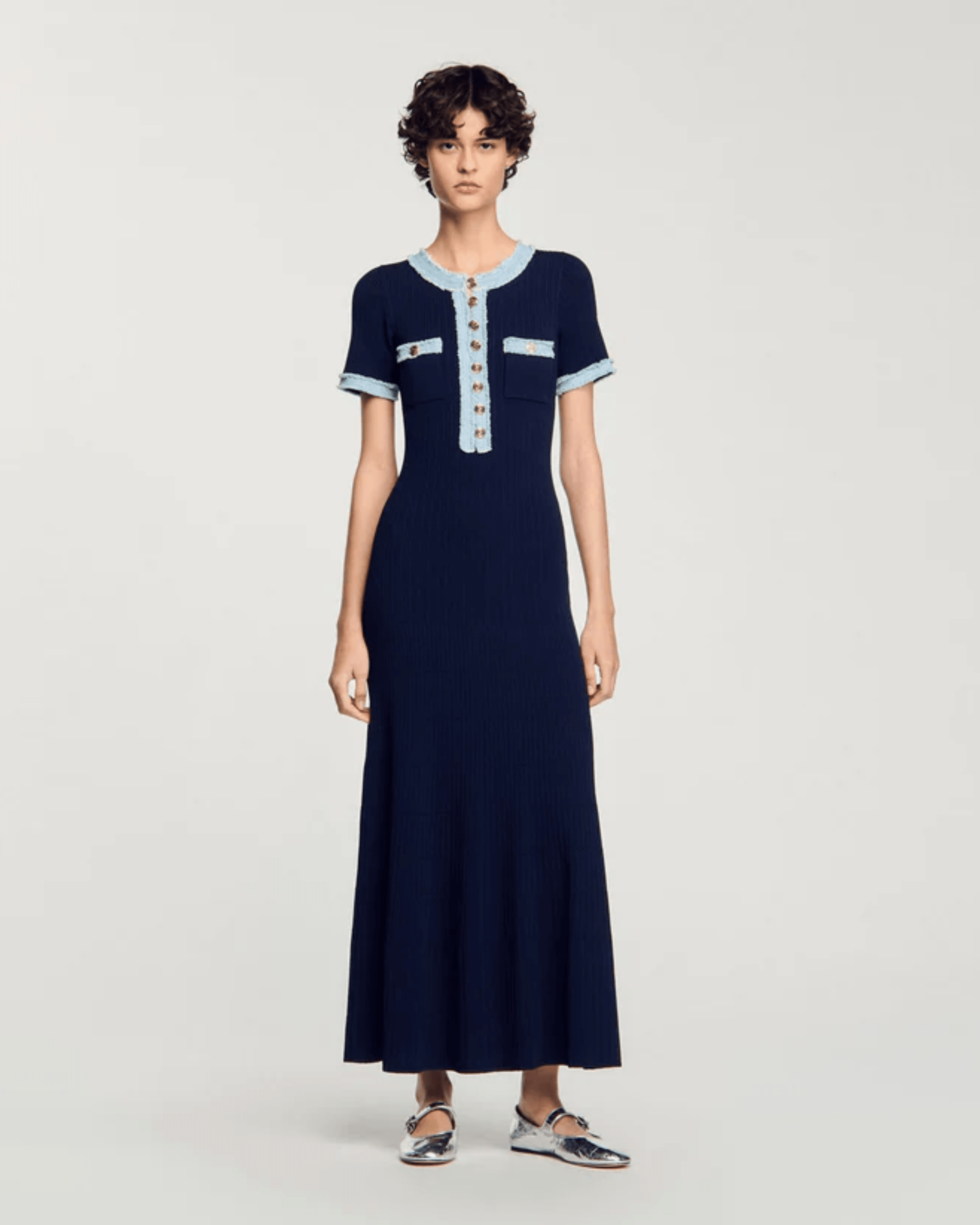 Knit And Denim Midi Dress - Endless - UAE Rental and Resale for Women's Fashion