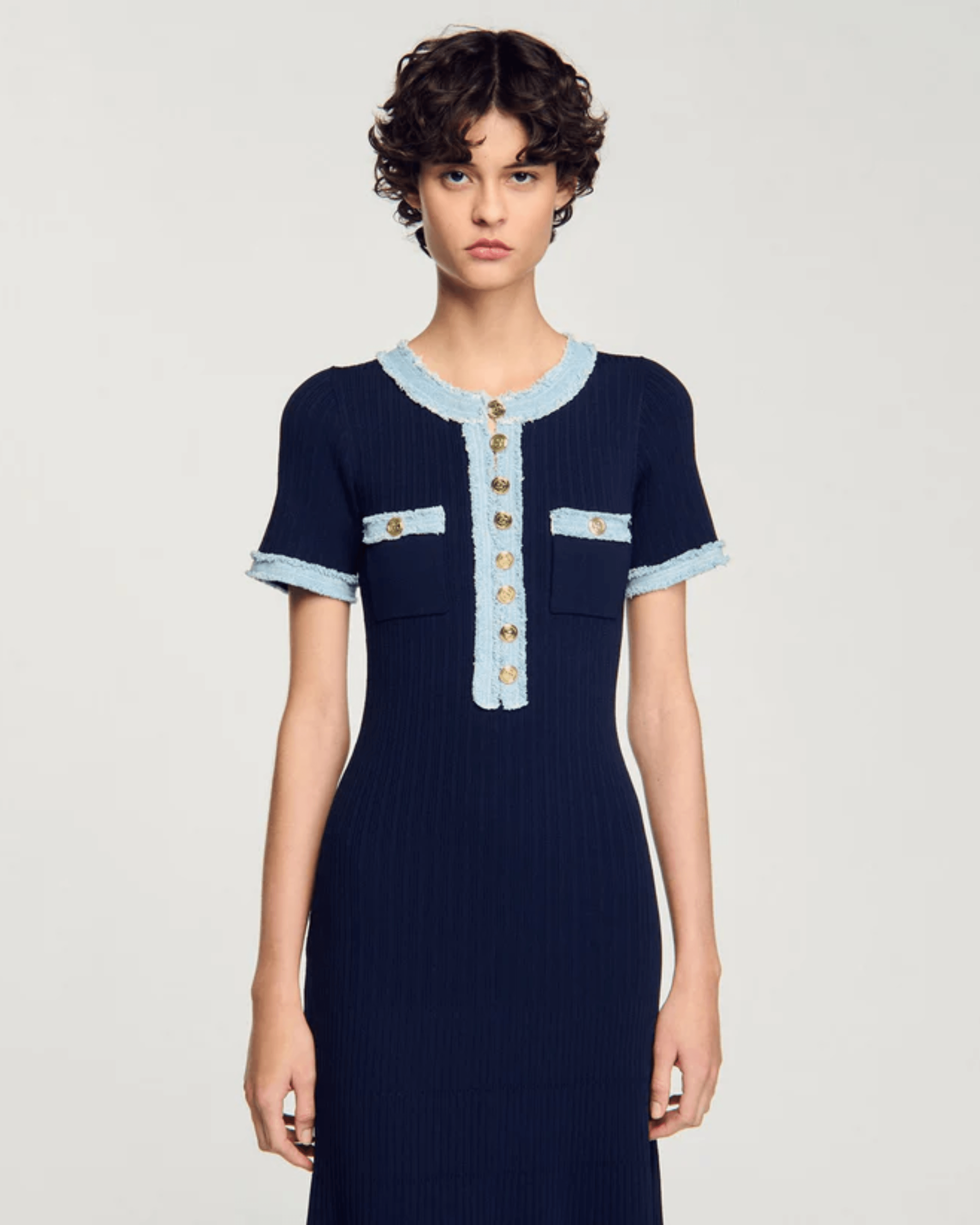 Knit And Denim Midi Dress - Endless - UAE Rental and Resale for Women's Fashion