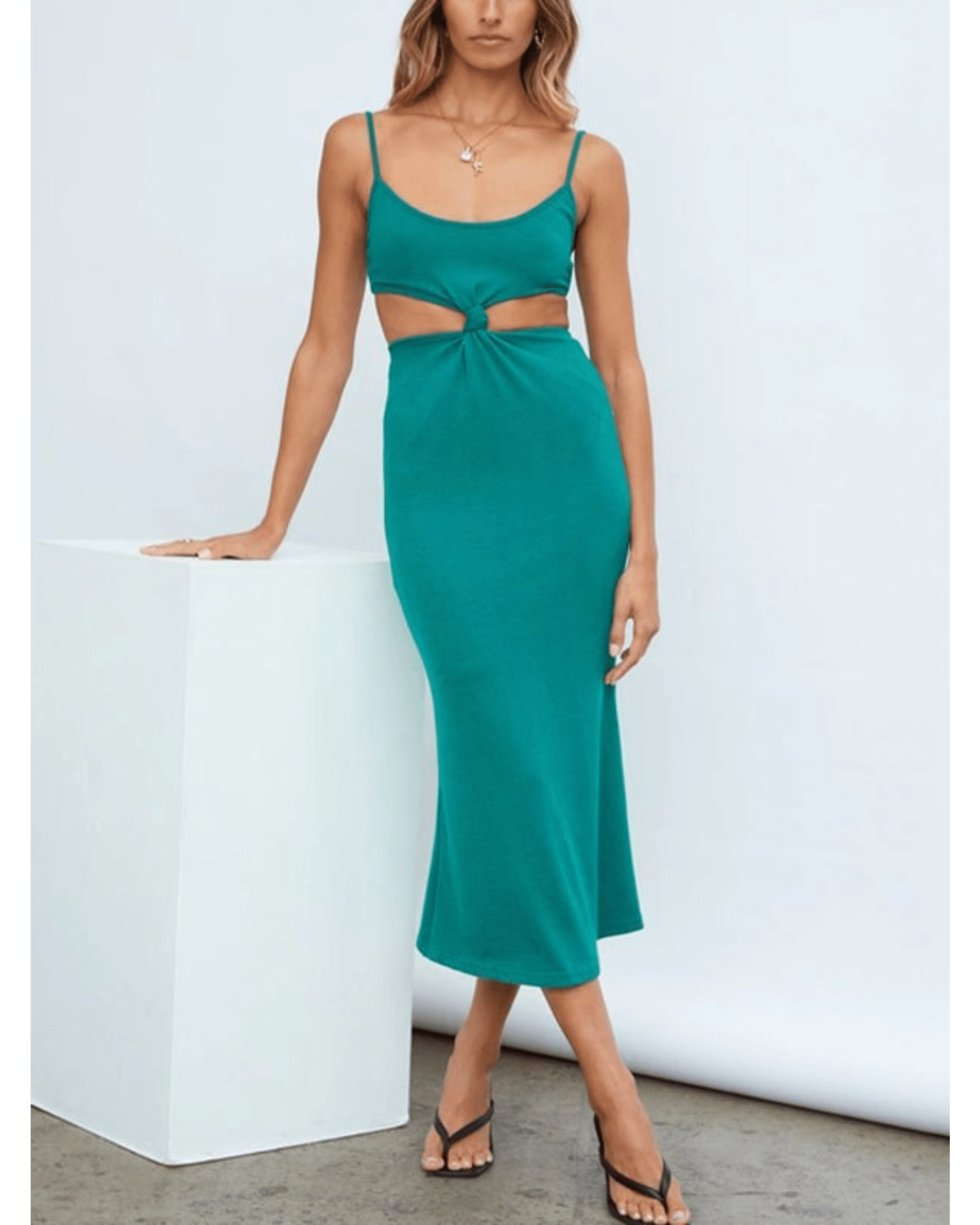 Knotted Cutout Sling Midi Dress - Endless - UAE Rental and Resale for Women's Fashion