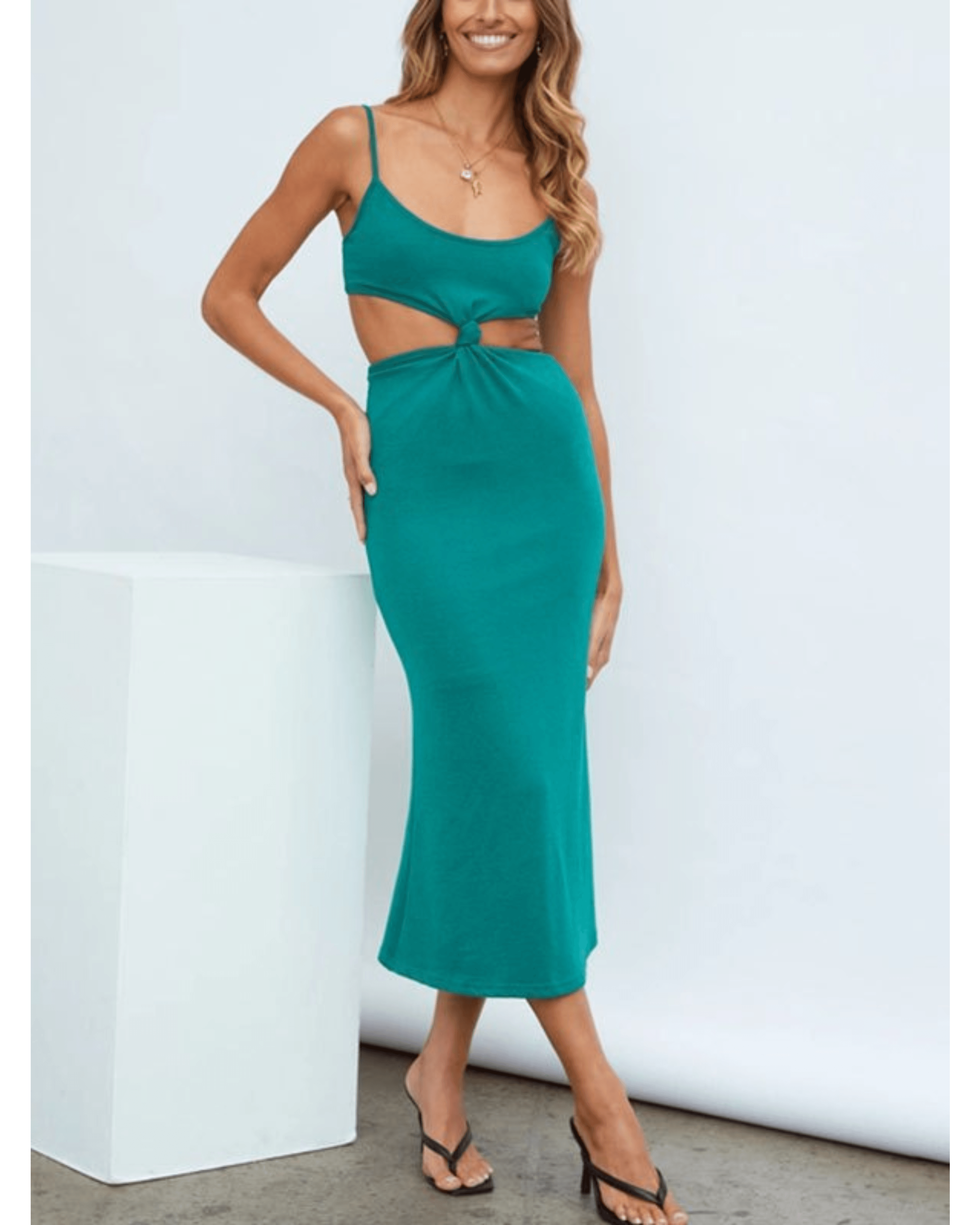 Knotted Cutout Sling Midi Dress - Endless - UAE Rental and Resale for Women's Fashion