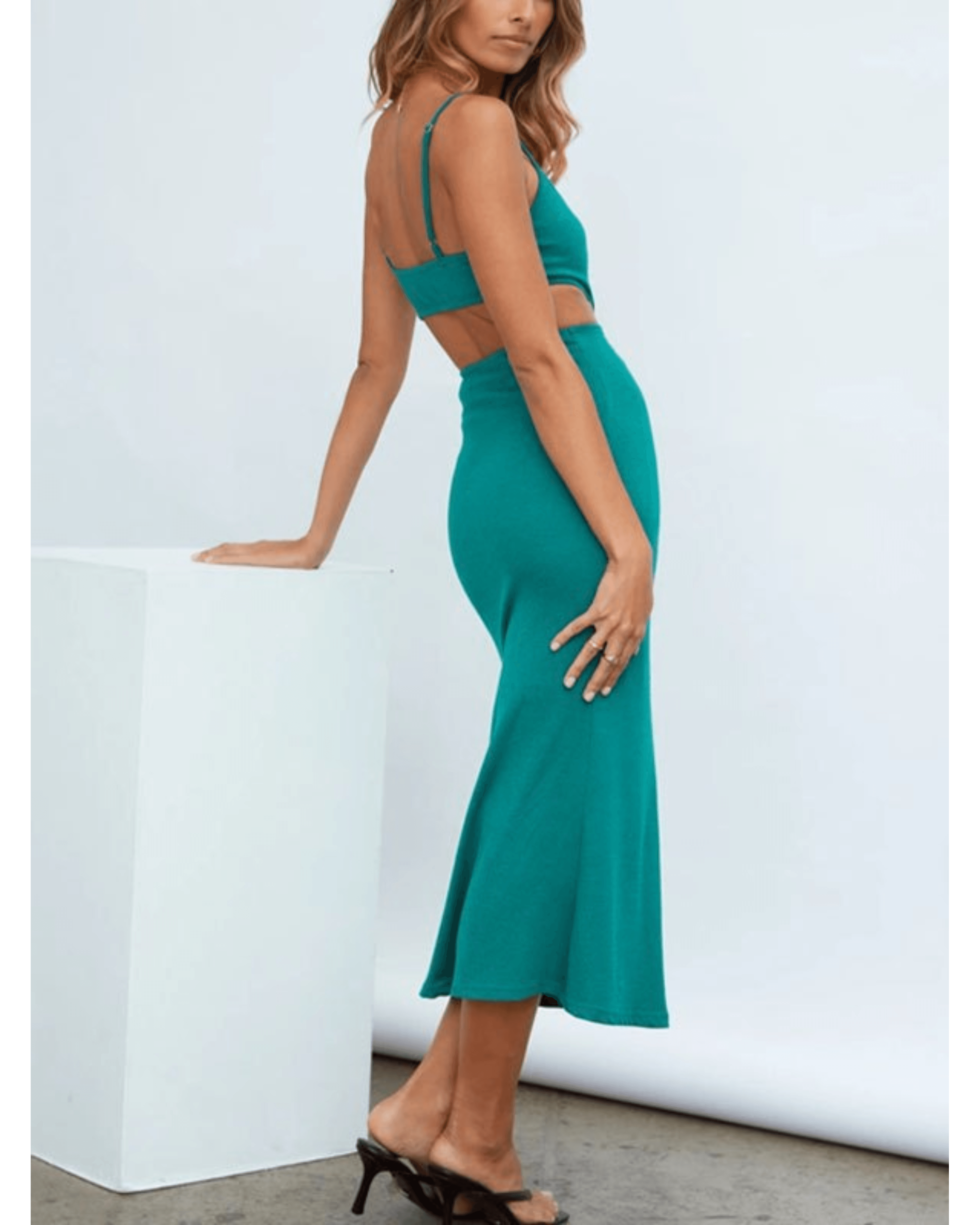 Knotted Cutout Sling Midi Dress - Endless - UAE Rental and Resale for Women's Fashion