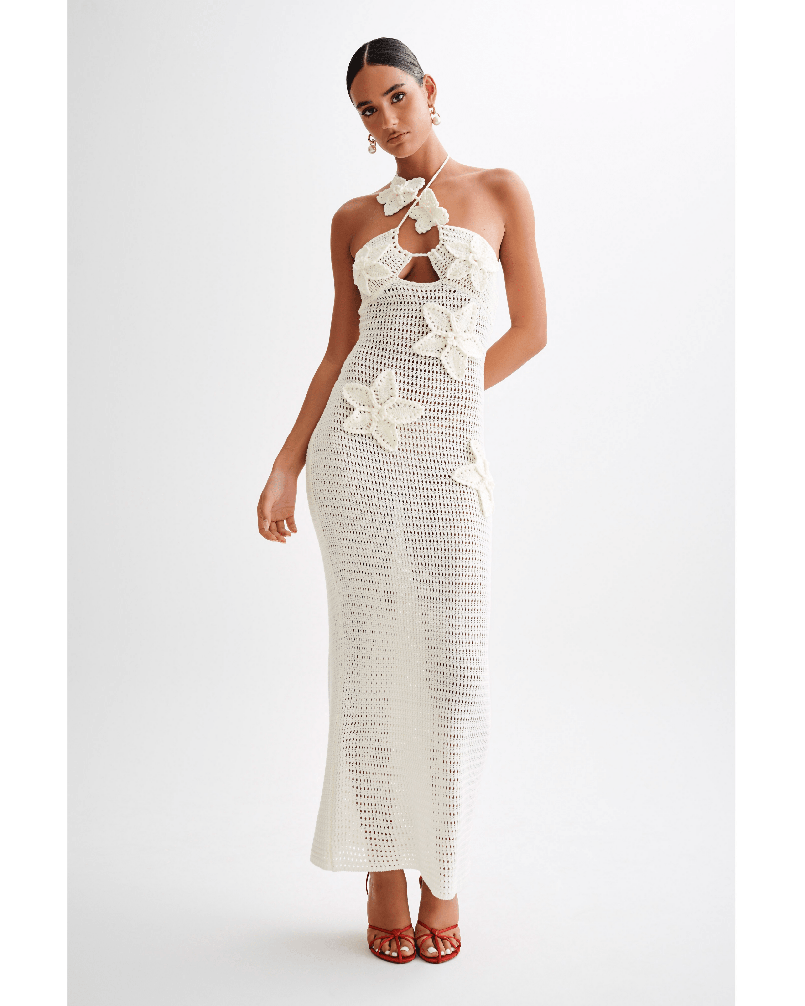 Kyla Floral Crochet Maxi Dress - Endless - UAE Rental and Resale for Women's Fashion