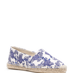 White espadrille shoes with blue floral embroidered pattern and natural jute sole — Isabel Marant | Endless UAE