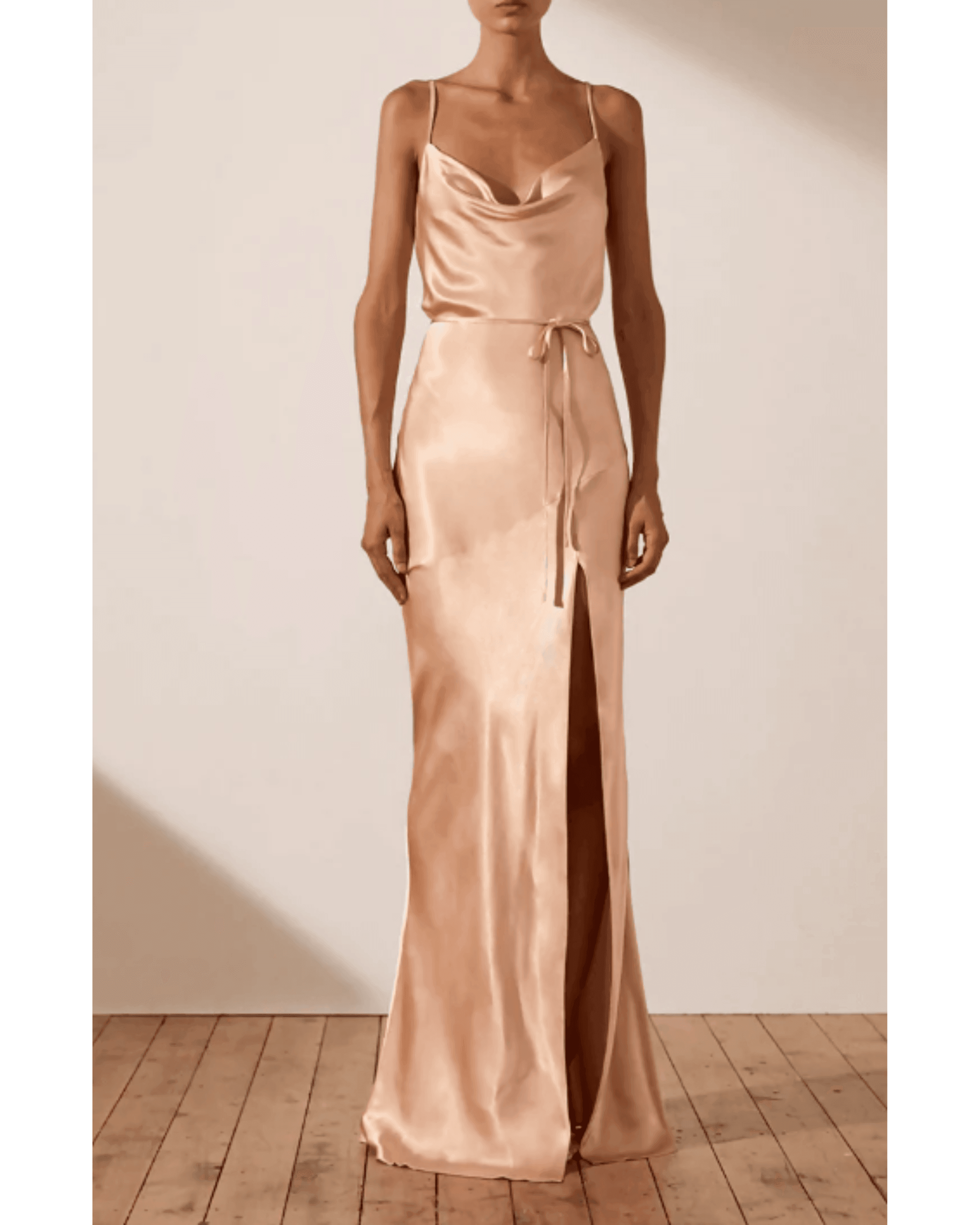 La Lune Bias Cowl Neck Maxi Dress in Desert Rose - Endless - UAE Rental and Resale for Women's Fashion