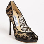 Lace and Patent Leather Pointed-Toe Pumps - Endless - UAE Rental and Resale for Women's Fashion