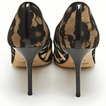 Lace and Patent Leather Pointed-Toe Pumps - Endless - UAE Rental and Resale for Women's Fashion
