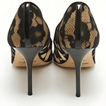Lace and Patent Leather Pointed-Toe Pumps - Endless - UAE Rental and Resale for Women's Fashion