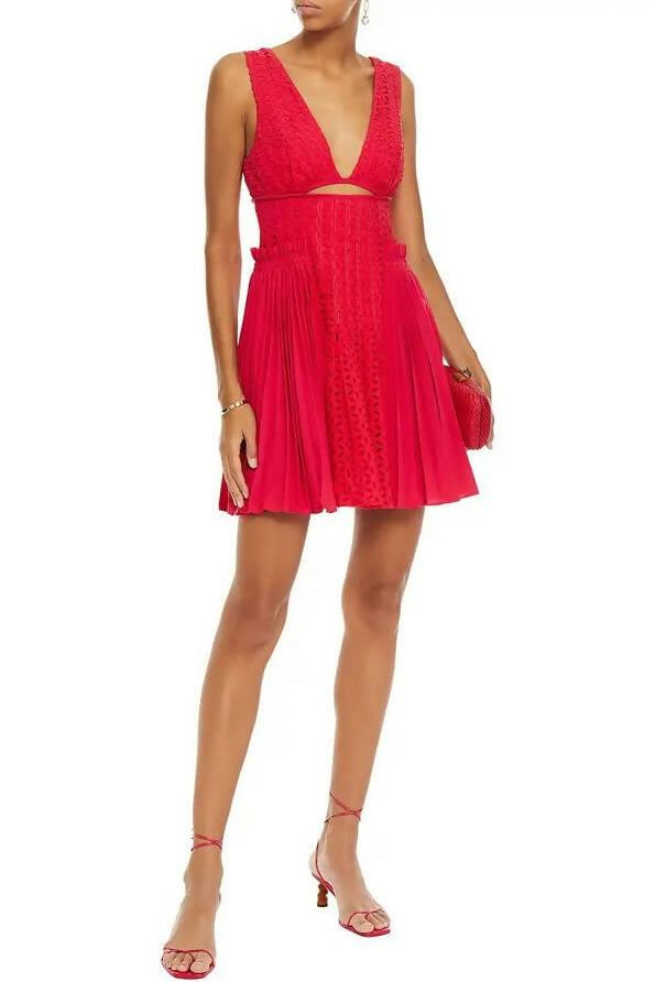 Lace & Pleat Mini Dress - Endless - UAE Rental and Resale for Women's Fashion