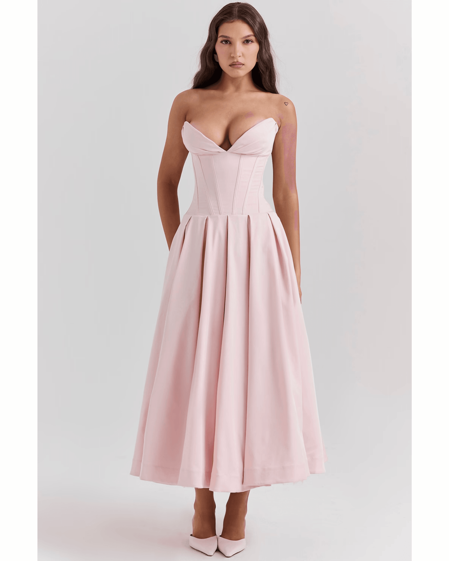 Lady Ballerina Pink Strapless Midi Dress - Endless