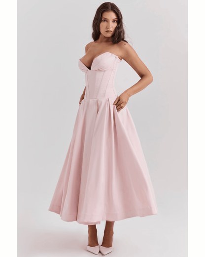 Lady Ballerina Pink Strapless Midi Dress - Endless