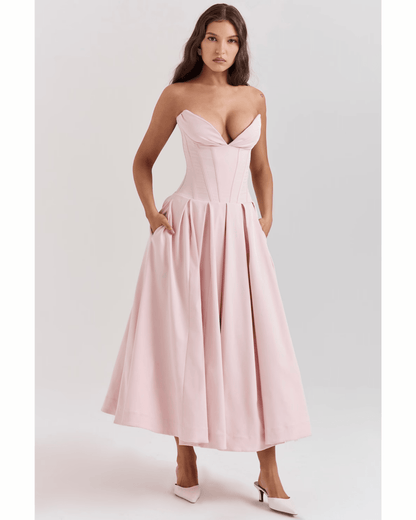 Lady Ballerina Pink Strapless Midi Dress - Endless