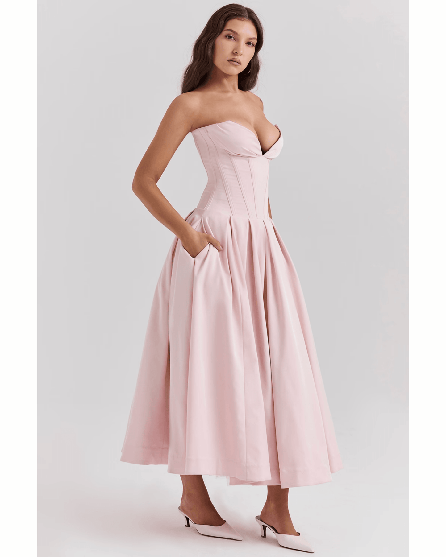 Lady Ballerina Pink Strapless Midi Dress - Endless