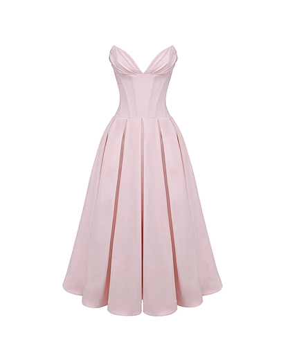 Lady Ballerina Pink Strapless Midi Dress - Endless