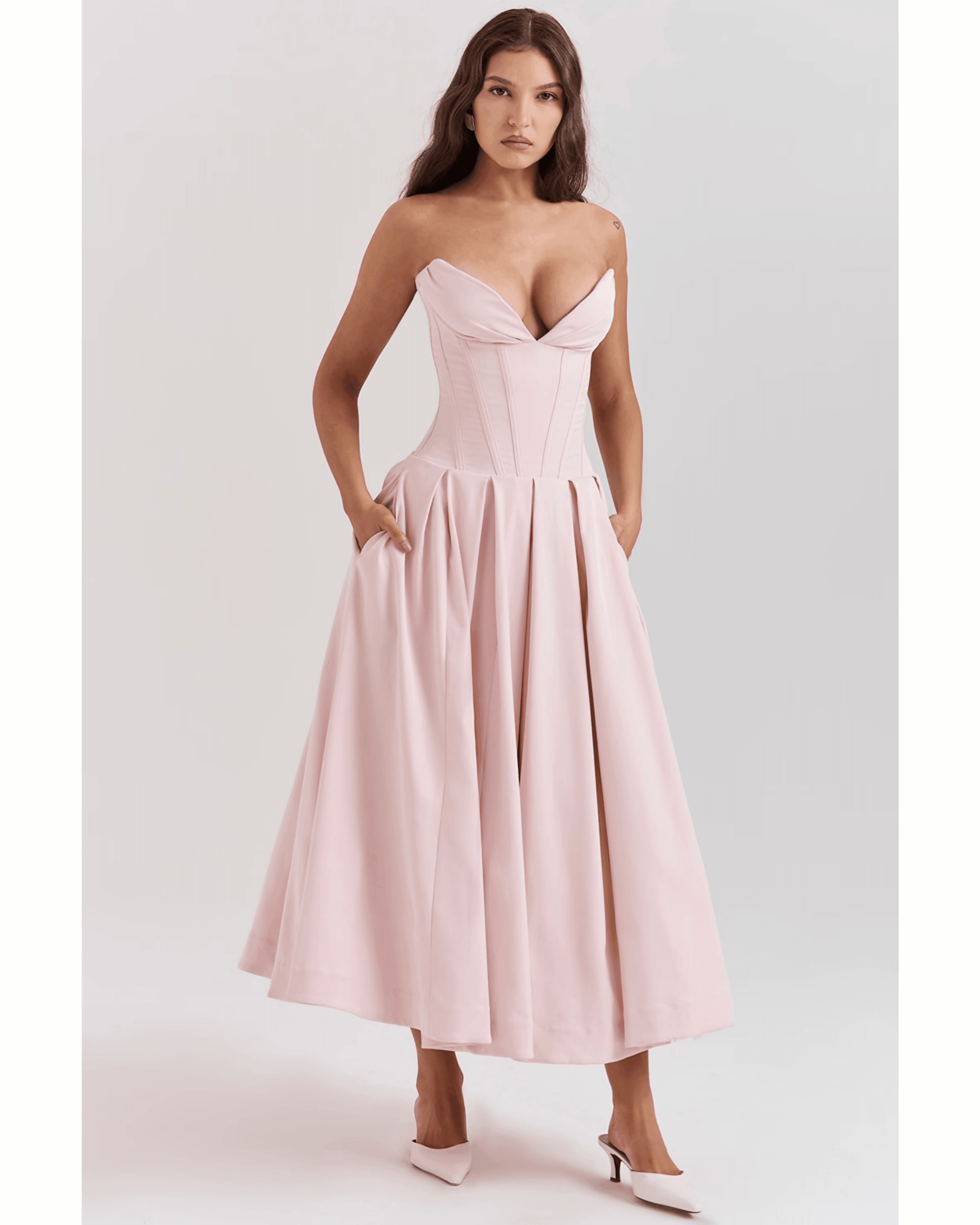 Lady Ballerina Pink Strapless Midi Dress - Endless - UAE Rental and Resale for Women's Fashion