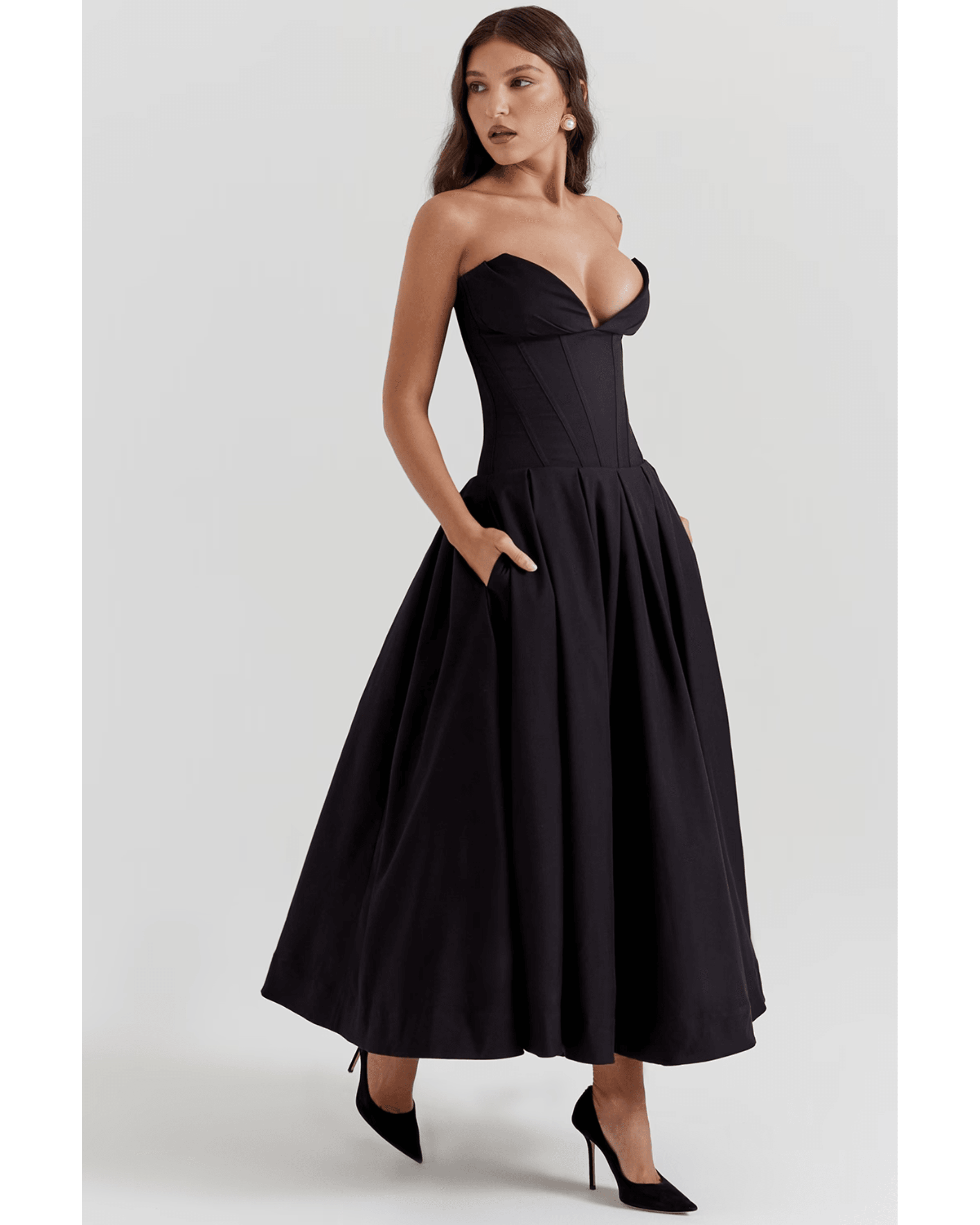 Lady Black Strapless Midi Dress - Endless - UAE Rental and Resale for Women's Fashion