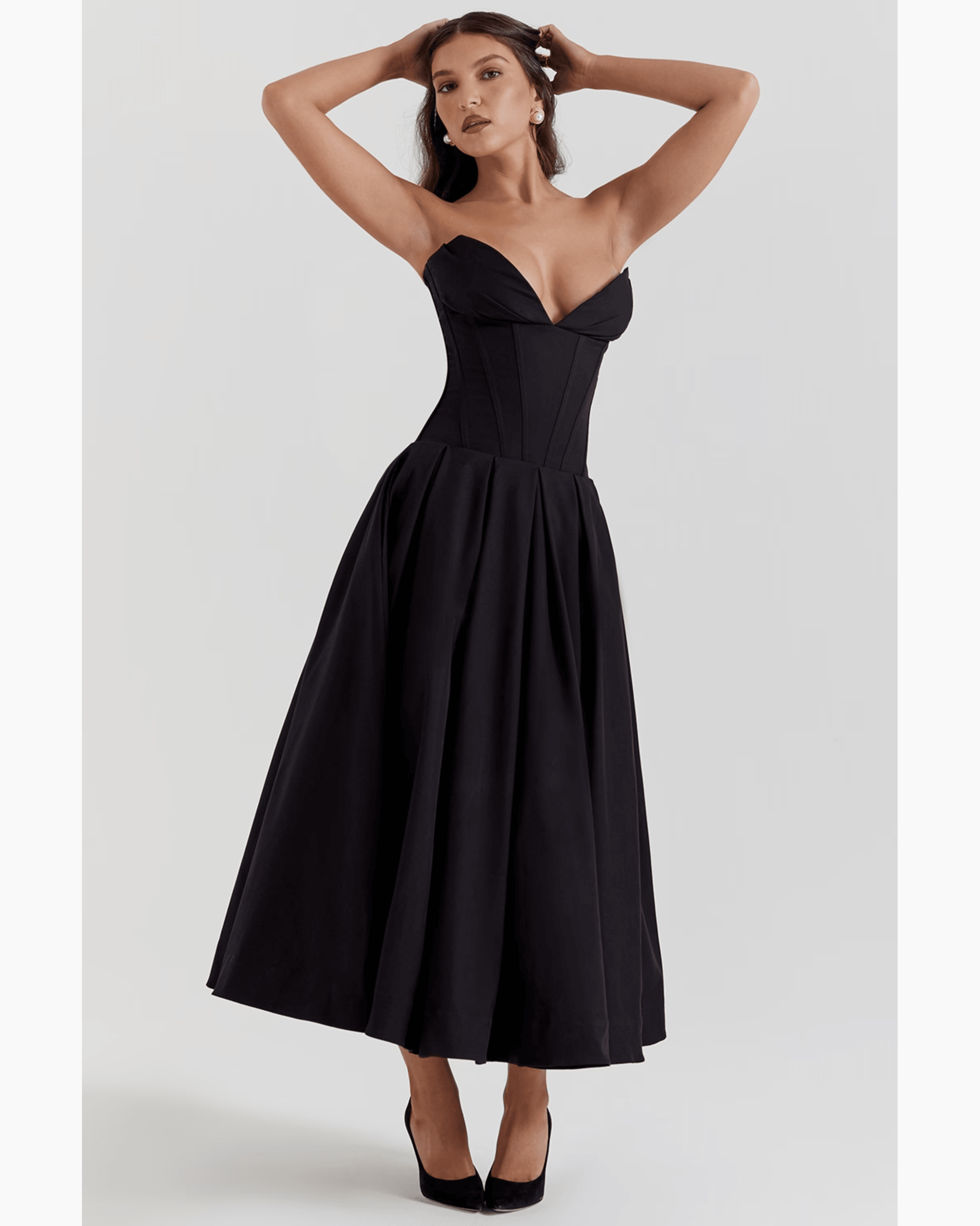 Lady Black Strapless Midi Dress - Endless - UAE Rental and Resale for Women's Fashion