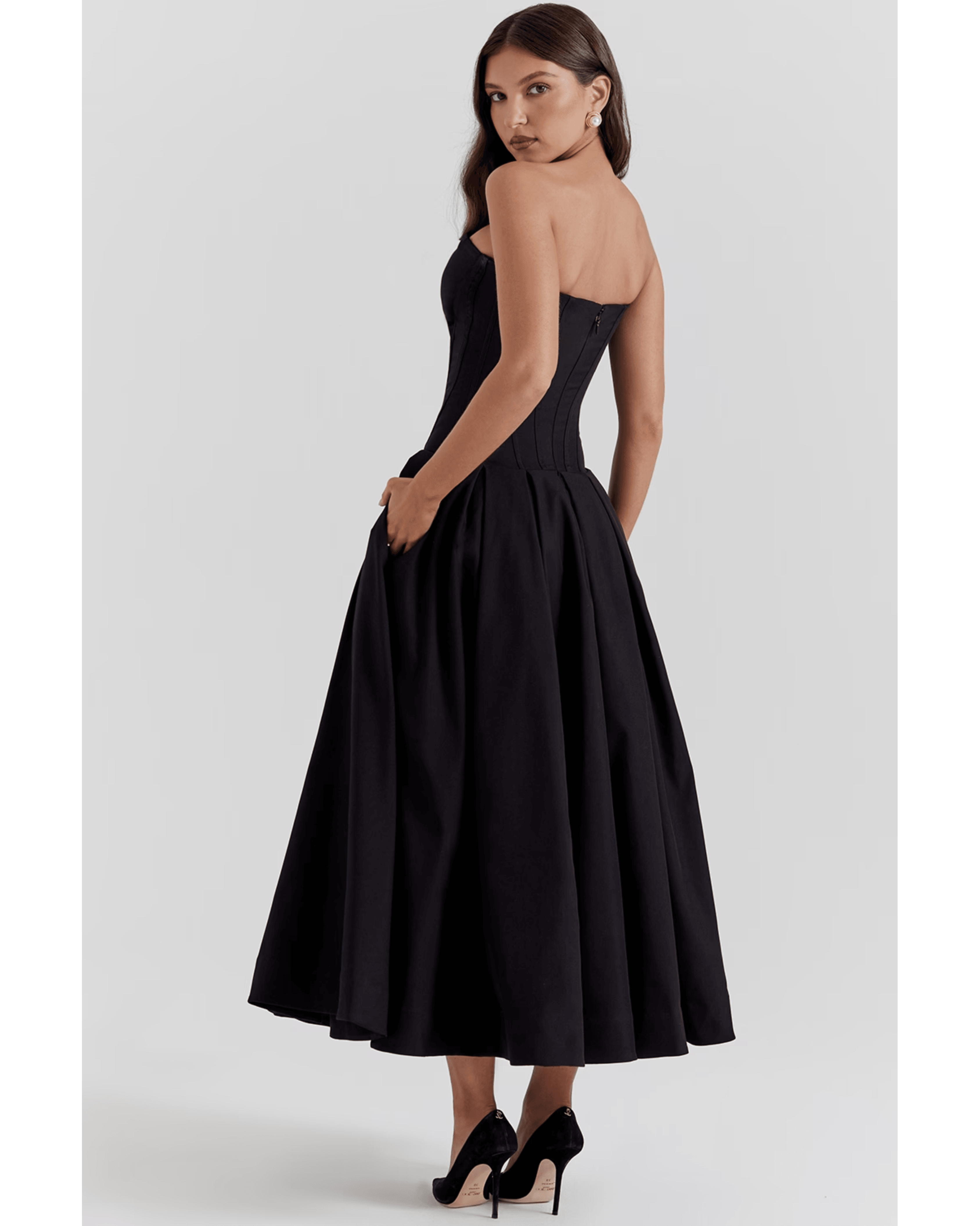 Lady Black Strapless Midi Dress - Endless - UAE Rental and Resale for Women's Fashion