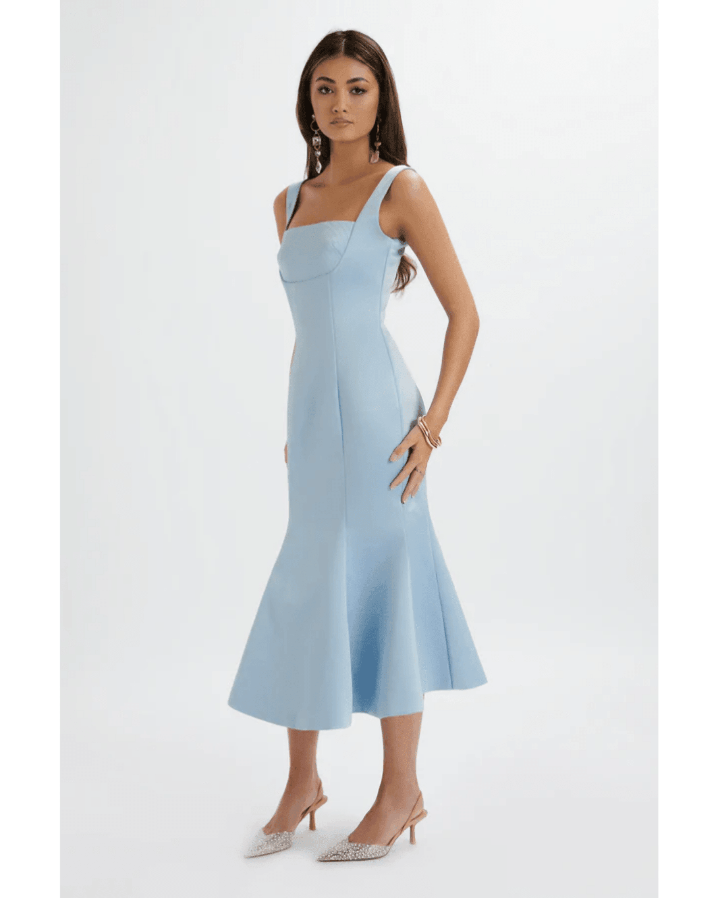 Lainey Structured Satin Midi Slip Dress - Endless - UAE Rental and Resale for Women's Fashion