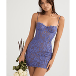 Lala Lavender Lace Mini Dress - Endless - UAE Rental and Resale for Women's Fashion