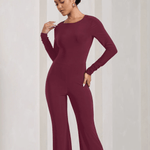 Lana Long-Sleeved Flared-Leg Jumpsuit - Endless - UAE Rental and Resale for Women's Fashion