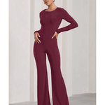 Lana Long-Sleeved Flared-Leg Jumpsuit - Endless - UAE Rental and Resale for Women's Fashion
