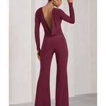 Lana Long-Sleeved Flared-Leg Jumpsuit - Endless - UAE Rental and Resale for Women's Fashion
