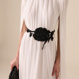 Cape-Detailed Silk Chiffon Maxi Dress