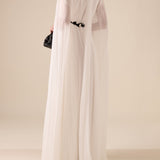 Cape-Detailed Silk Chiffon Maxi Dress