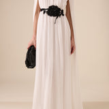 Cape-Detailed Silk Chiffon Maxi Dress
