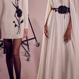 Cape-Detailed Silk Chiffon Maxi Dress