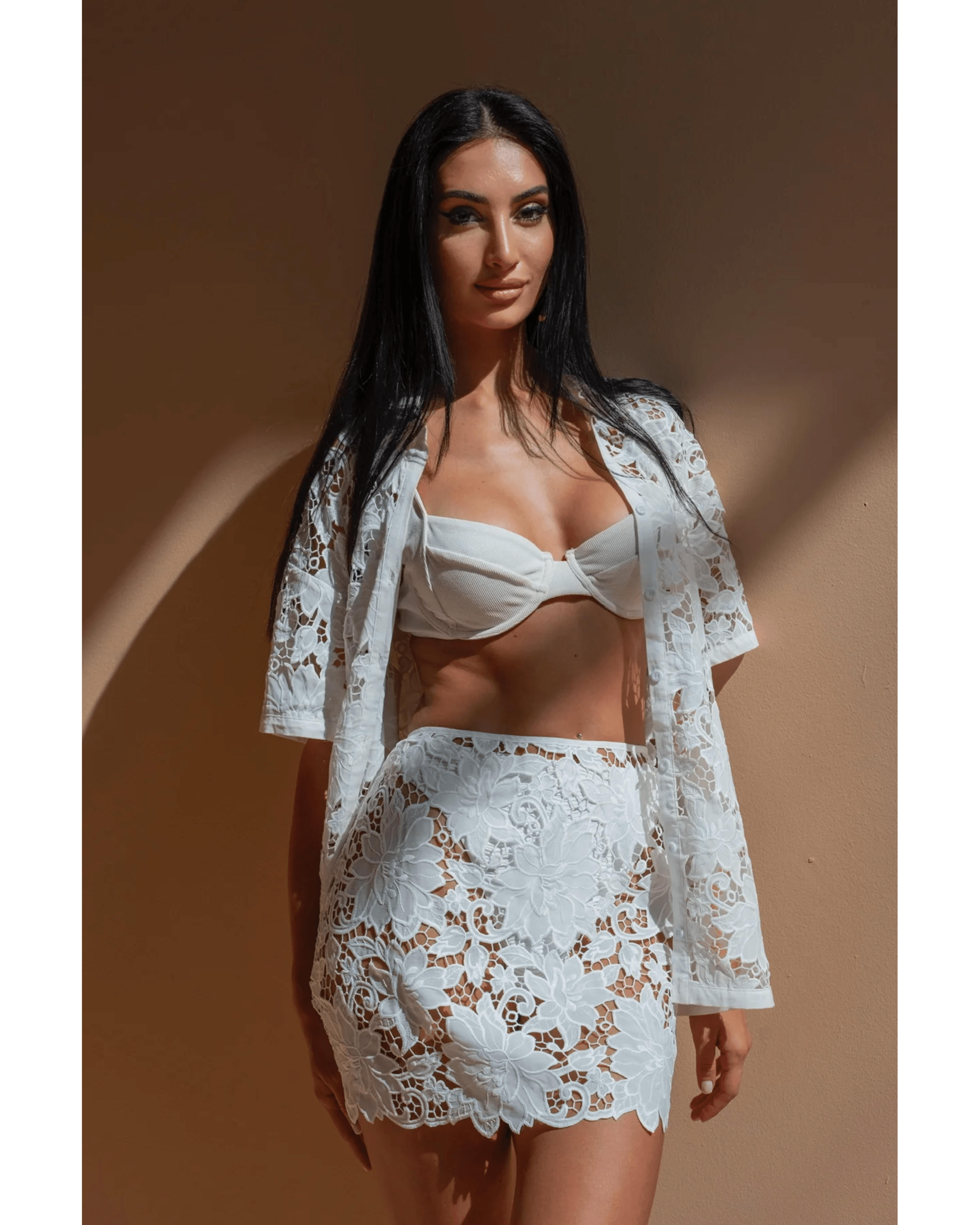 Laser Cut Out Mini Skirt - Endless - UAE Rental and Resale for Women's Fashion