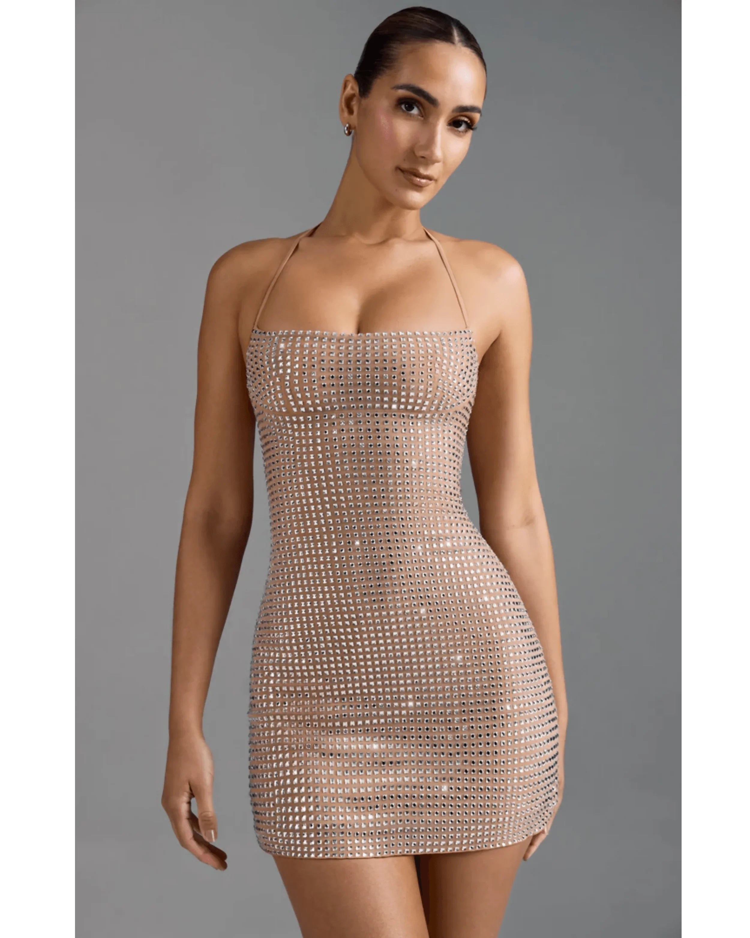 Lasma Embellished Halterneck A-Line Mini Dress - Endless - UAE Rental and Resale for Women's Fashion