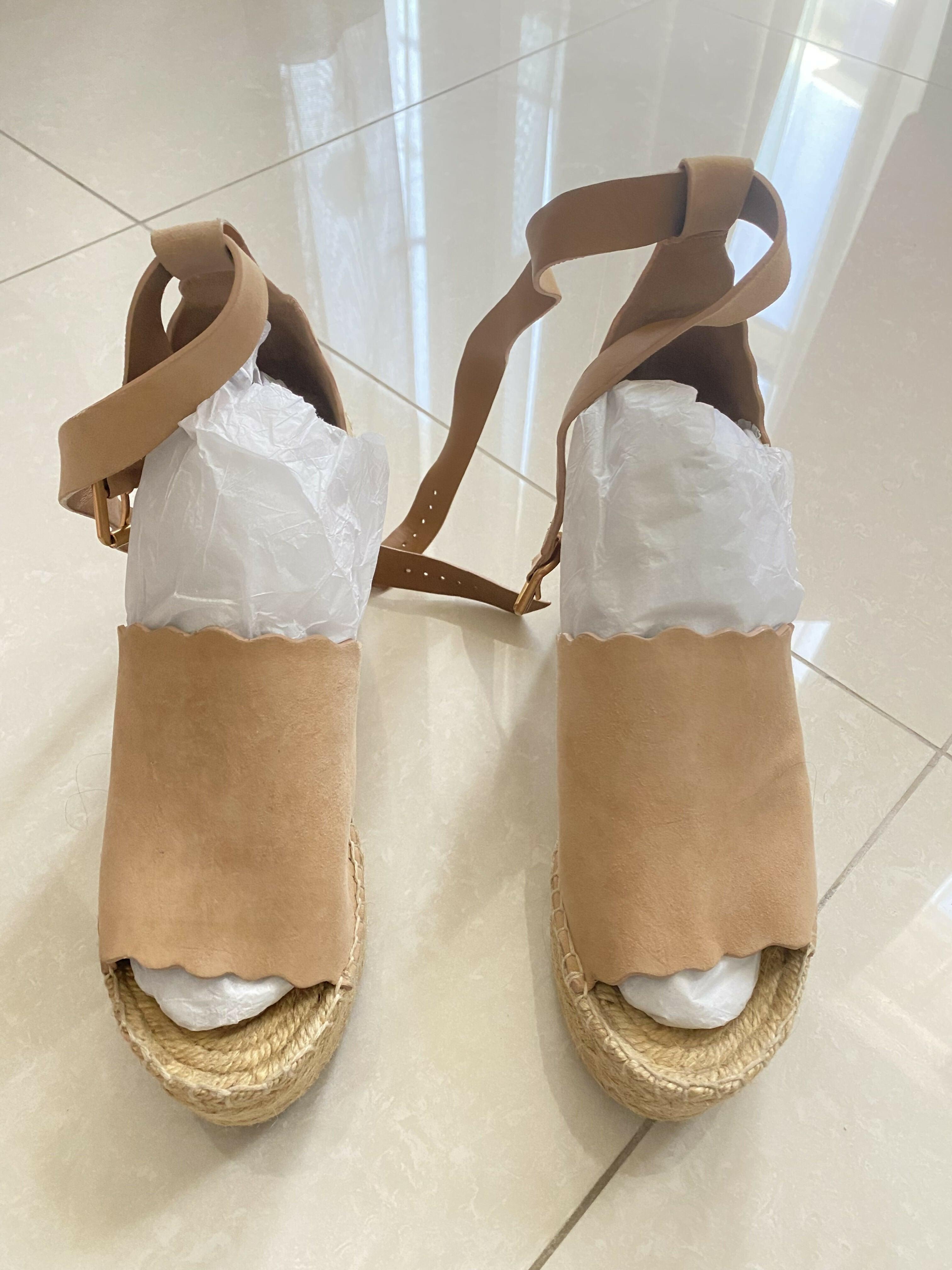 Lauren scalloped suede espadrille wedge sandals - Endless - UAE Rental and Resale for Women's Fashion