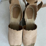 Lauren scalloped suede espadrille wedge sandals - Endless - UAE Rental and Resale for Women's Fashion