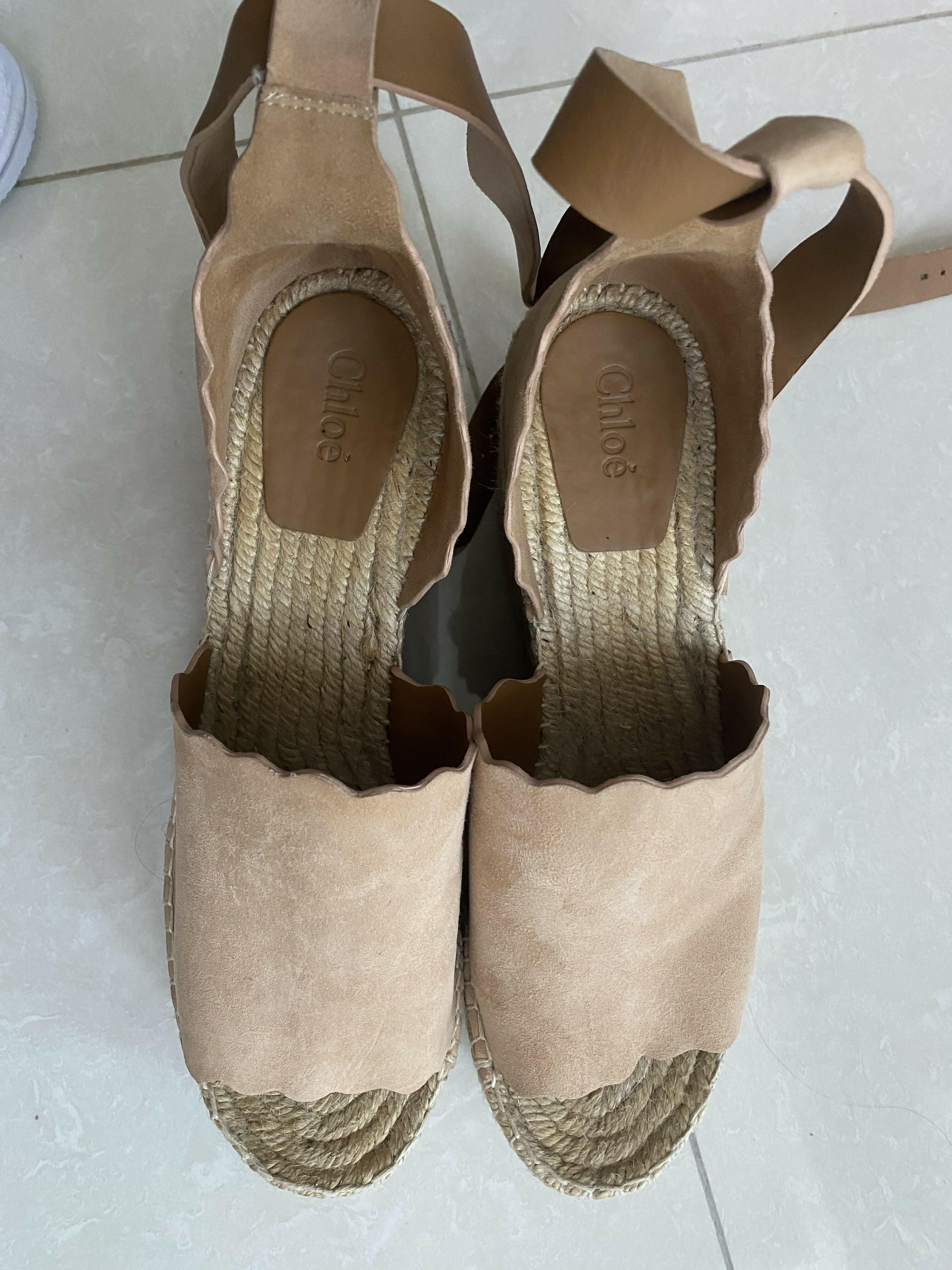 Lauren scalloped suede espadrille wedge sandals - Endless - UAE Rental and Resale for Women's Fashion