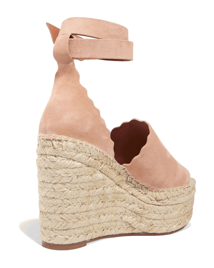 Lauren scalloped suede espadrille wedge sandals - Endless - UAE Rental and Resale for Women's Fashion